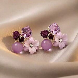 Elegant Purple Floral Earrings